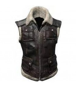 PUBG Brown Shearling Leather Vest
