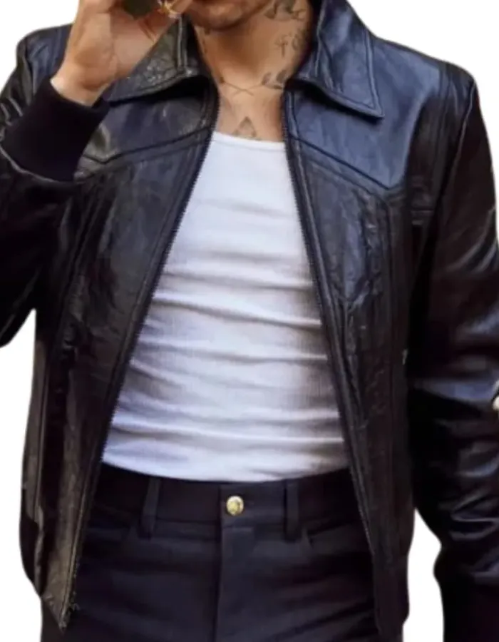 Singer Justin Bieber Black Bomber Leather Jacket Singer Justin Bieber Black Bomber Leather Jacket