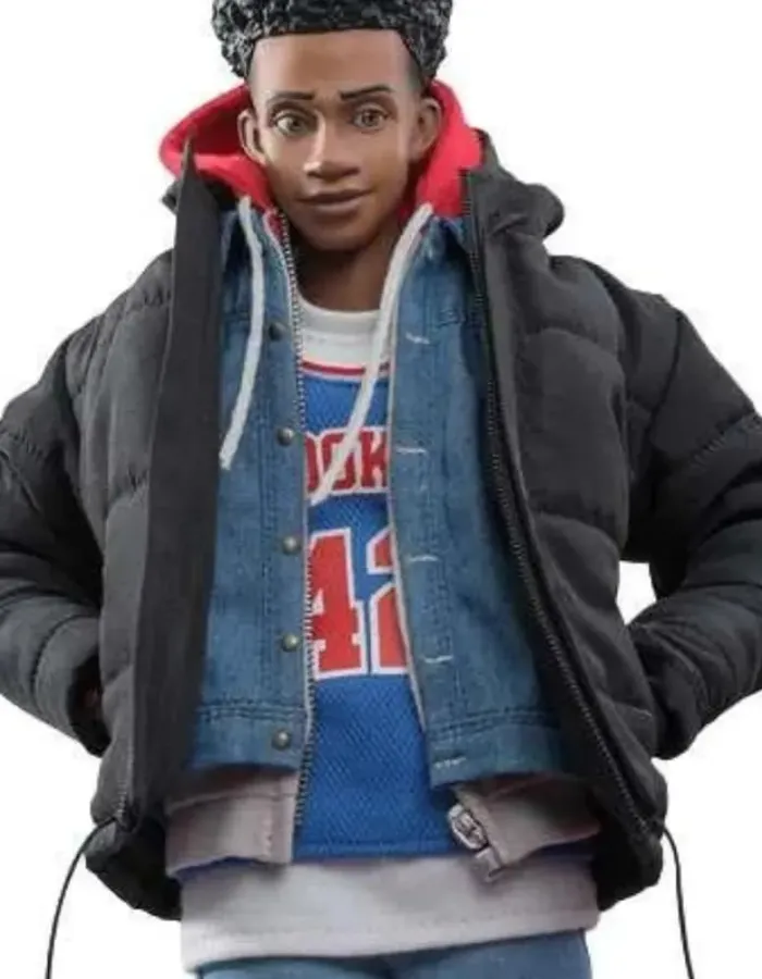Miles Morales Spider-Man Across the Spider-Verse Black Puffer Jacket