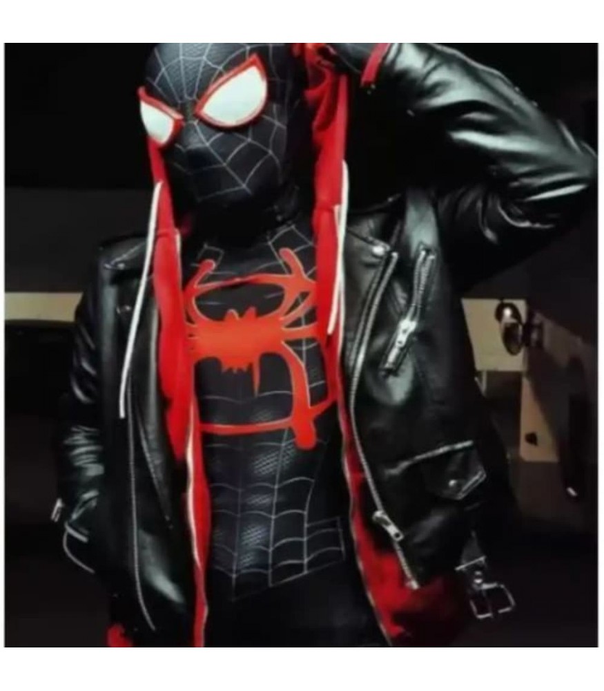 Spider-man Spider Verse Miles Morales Leather Jacket