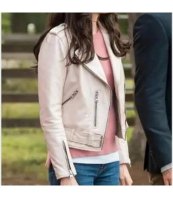 Superman and Lois Elizabeth Tulloch White Biker Leather Jacket
