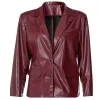 The Blind 2023 Elizabeth Maroon Leather Blazer Jacket The Blind 2023 Elizabeth Maroon Leather Blazer Jacket