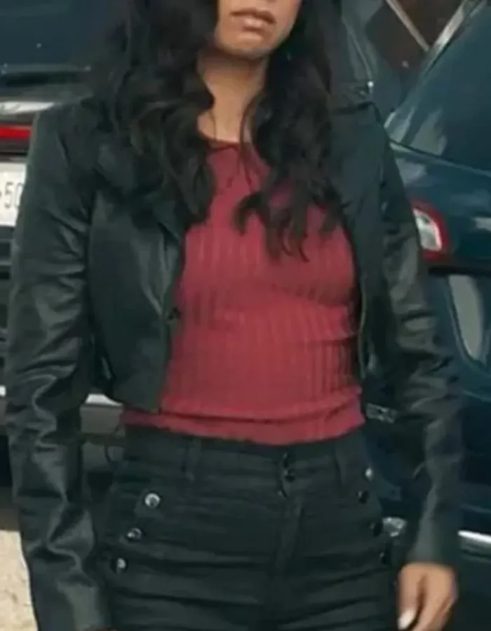 The Equalizer Liza Lapira Black Leather Jacket The Equalizer Liza Lapira Black Leather Jacket