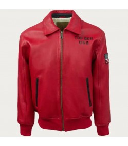 Top Gun Lady Lucky Red Leather Jacket