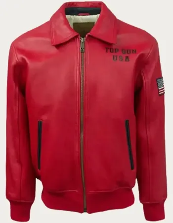 Top Gun Lady Lucky Red Leather Jacket