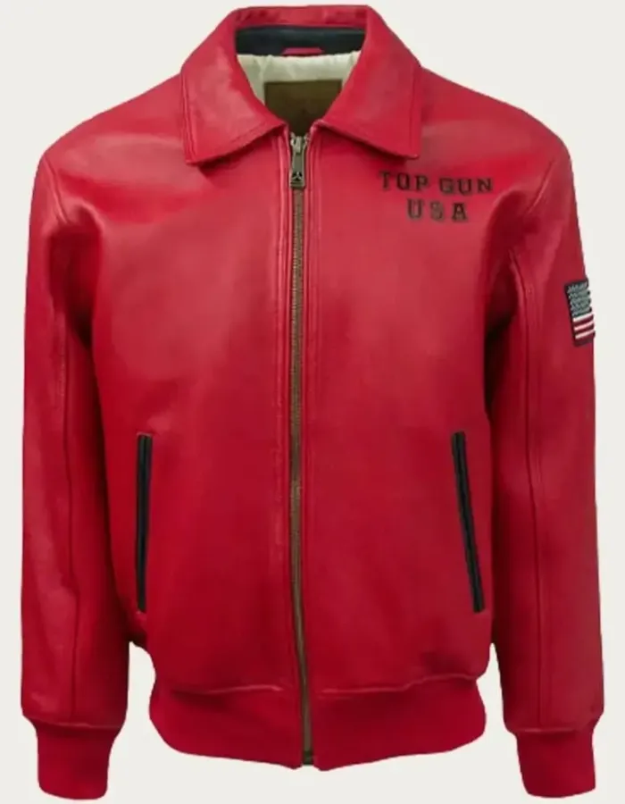 Top Gun Lady Lucky Red Leather Jacket
