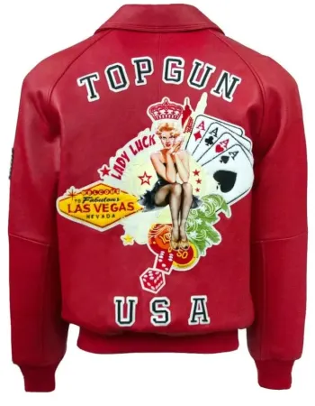 Top Gun Lady Lucky Red Leather Jacket Top Gun Lady Lucky Red Leather Jacket