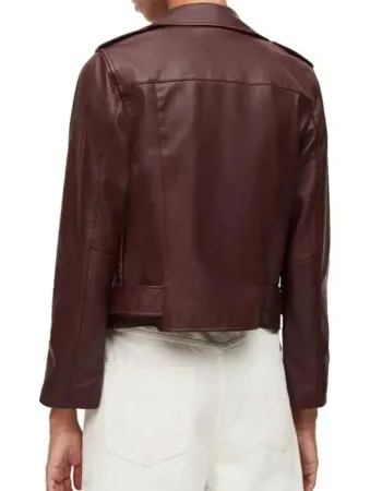 Virgin River Brie Sheridan Maroon Biker Leather Jacket Virgin River Brie Sheridan Maroon Biker Leather Jacket