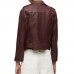 Virgin River Brie Sheridan Maroon Biker Leather Jacket