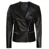 Womens Asymmetrical Collarless Black Padded Moto Leather Jacket Womens Asymmetrical Collarless Black Padded Moto Leather Jacket