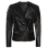 Womens Asymmetrical Collarless Black Padded Moto Leather Jacket