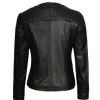 Womens Asymmetrical Collarless Black Padded Moto Leather Jacket Womens Asymmetrical Collarless Black Padded Moto Leather Jacket