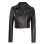 Womens Black Asymmetrical Cropped Leather Jacket