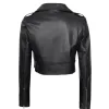 Womens Black Asymmetrical Cropped Leather Jacket