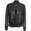 Women's Button Closure Black Bomber Leather Jacket Women's Button Closure Black Bomber Leather Jacket
