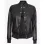 Women's Button Closure Black Bomber Leather Jacket