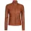 Women's Cognac Brown Cafe Racer Leather Jacket
