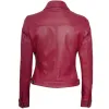 Womens Pink Trucker Leather Jacket