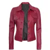 Womens Pink Trucker Leather Jacket