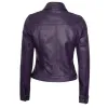 Women's Purple Trucker Leather Jacket
