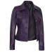 Women's Purple Trucker Leather Jacket