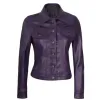Women's Purple Trucker Leather Jacket