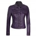 Women's Purple Trucker Leather Jacket