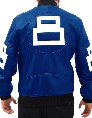8 Ball Blue Leather Bomber Jacket