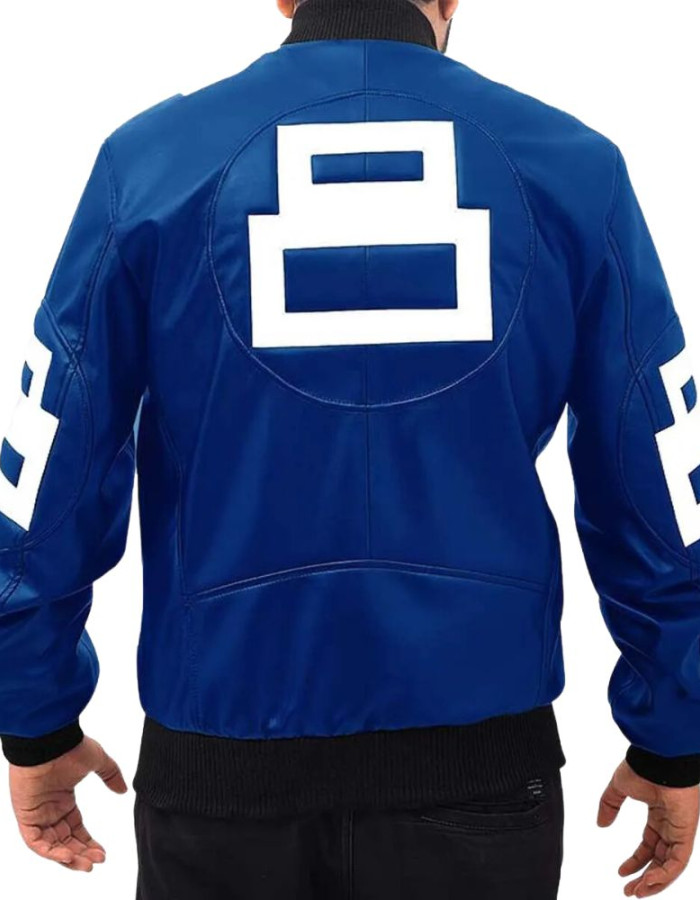 8 Ball Blue Leather Bomber Jacket 8 Ball Blue Leather Bomber Jacket