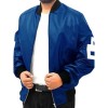 8 Ball Blue Leather Bomber Jacket 8 Ball Blue Leather Bomber Jacket
