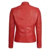 Andria Womens Red Quilted Biker Leather Jacket