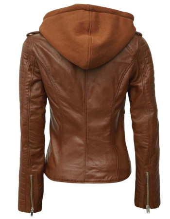 Bagheria Women's Brown Leather Biker Jacket