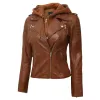 Bagheria Women's Brown Leather Biker Jacket