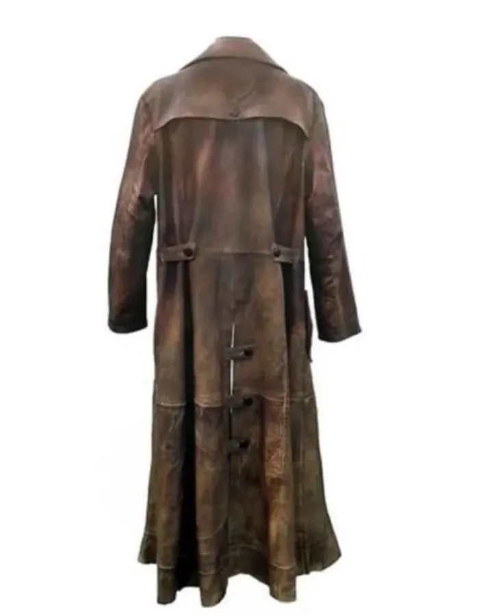 BATMAN KNIGHTMARE FUTURE DISTRESSED BROWN LEATHER COAT