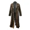 BATMAN KNIGHTMARE FUTURE DISTRESSED BROWN LEATHER COAT
