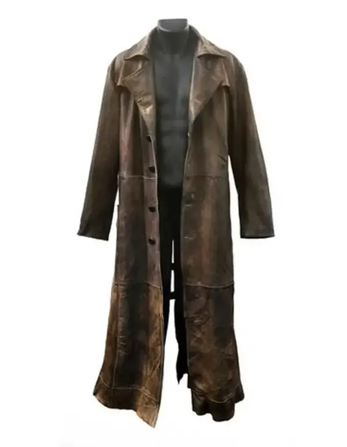 BATMAN KNIGHTMARE FUTURE DISTRESSED BROWN LEATHER COAT