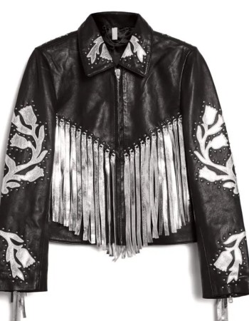 Birds of Prey Harley Quinn Fringe Black Leather Jacket