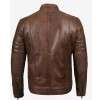 Mens Coffee Brown Padded Cafe Racer Leather Jacket Mens Coffee Brown Padded Cafe Racer Leather Jacket