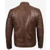 Mens Coffee Brown Padded Cafe Racer Leather Jacket Mens Coffee Brown Padded Cafe Racer Leather Jacket