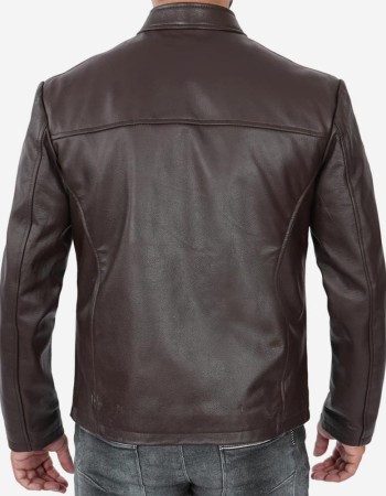 Cafe Racer Mens Dark Brown Cowhide Leather Jacket