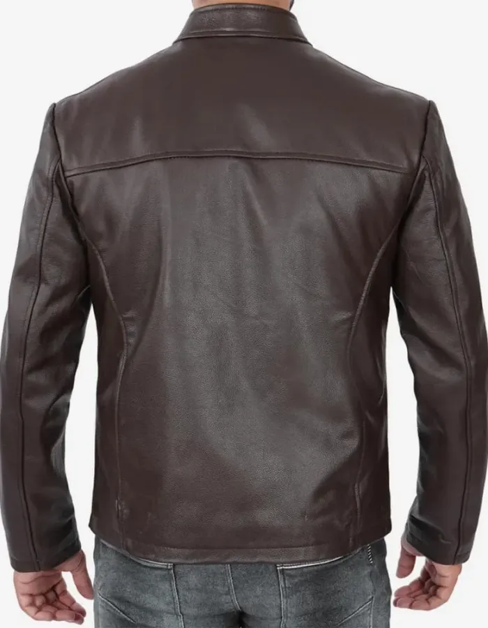 Cafe Racer Mens Dark Brown Cowhide Leather Jacket Cafe Racer Mens Dark Brown Cowhide Leather Jacket
