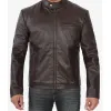 Cafe Racer Mens Dark Brown Cowhide Leather Jacket Cafe Racer Mens Dark Brown Cowhide Leather Jacket