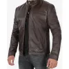 Cafe Racer Mens Dark Brown Cowhide Leather Jacket Cafe Racer Mens Dark Brown Cowhide Leather Jacket