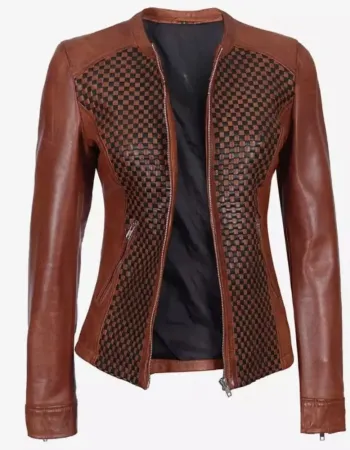 Cafe Racer Womens Brown Textured Leather Jacket