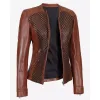 Cafe Racer Womens Brown Textured Leather Jacket