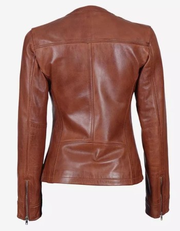 Cafe Racer Womens Brown Textured Leather Jacket Cafe Racer Womens Brown Textured Leather Jacket