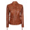 Carolyn Women's Belted Cognac Waxed Leather Jacket