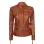 Carolyn Women's Belted Cognac Waxed Leather Jacket