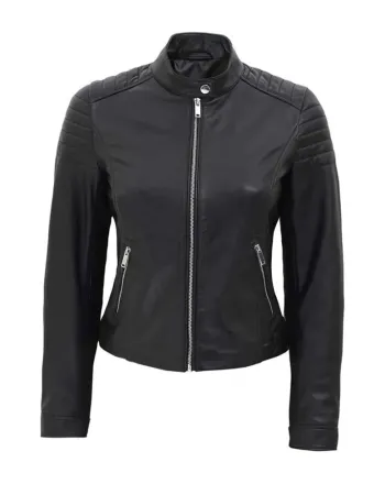 Women's Carrie Slim-fit Black Leather Jacket