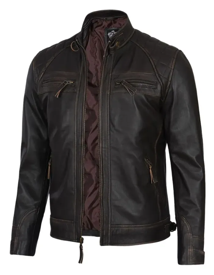 Claude Men's Dark Brown Vintage Leather Jacket Claude Men's Dark Brown Vintage Leather Jacket